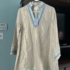 Sail to Sable Gold Tunic with Blue and Green Trim